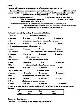 Bài tập ôn luyện bài 7 Tiếng anh lớp 7